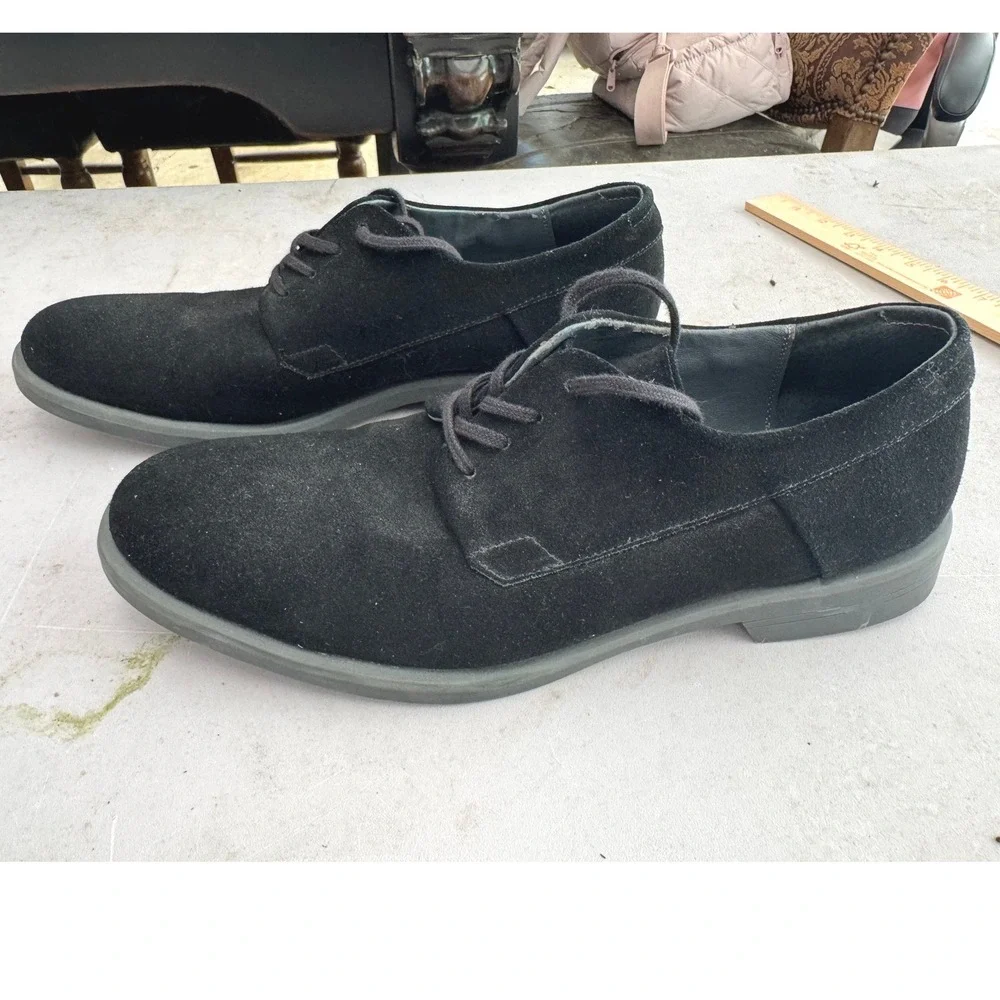 Calvin Klein Mens Shoes Size 10.5 Black Suede Lace Up‎ Casual Dress Sneakers